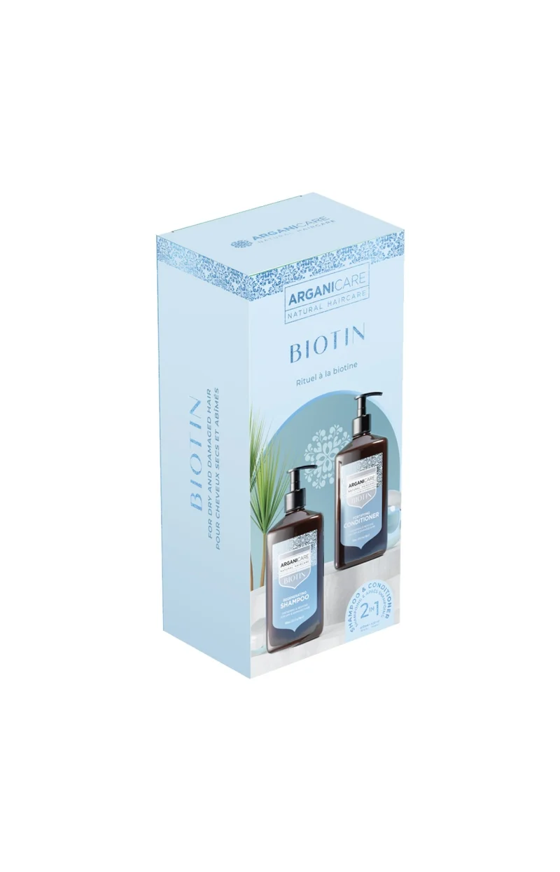 Coffret shampoing & après-shampoing réparateur - Biotine - Cheveux secs & abîmés - 2 x 400 ml