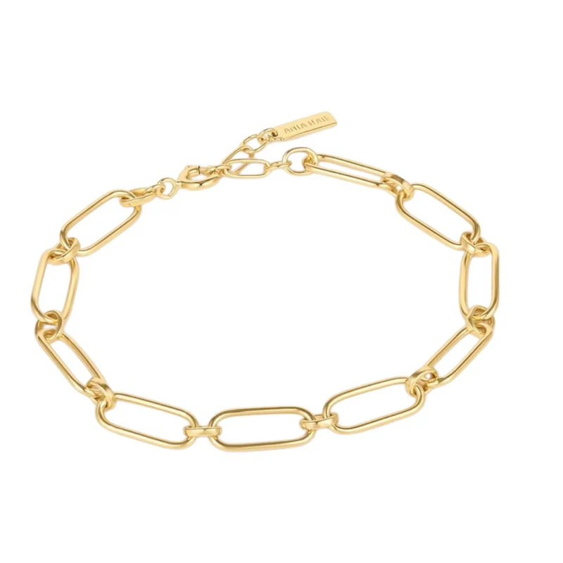 Braceletchaîne Entrelacés Martelés Acier Inoxydable Doré Femme