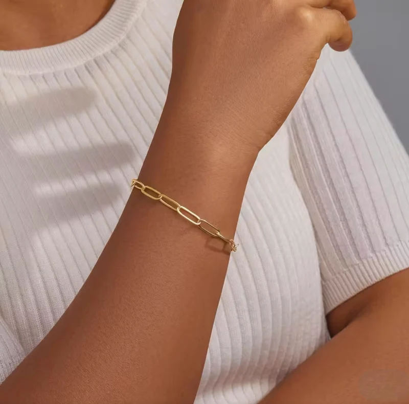 Braceletchaîne Entrelacés Martelés Acier Inoxydable Doré Femme