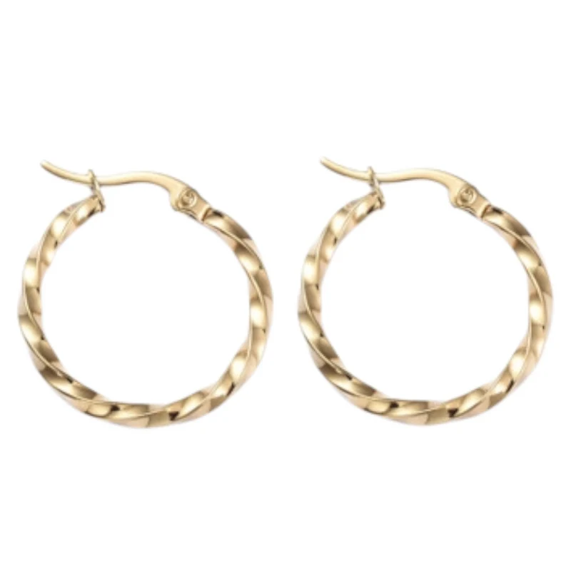 2Paire Creoles Dore Boucles D'Oreilles Acier Inoxydable Hypoallergenique