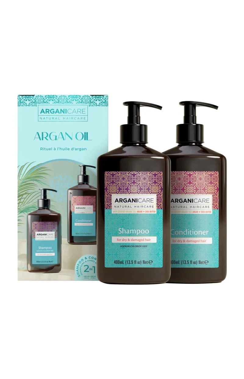 Coffret shampoing & après-shampoing ultra-nourrissant - Argan & karité - Cheveux bouclés - 2 x 400 ml