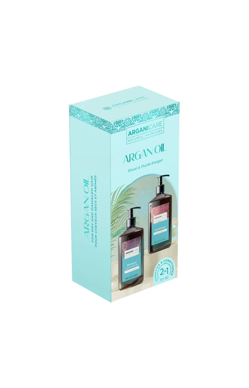 Coffret shampoing & après-shampoing ultra-nourrissant - Argan & karité - Cheveux bouclés - 2 x 400 ml