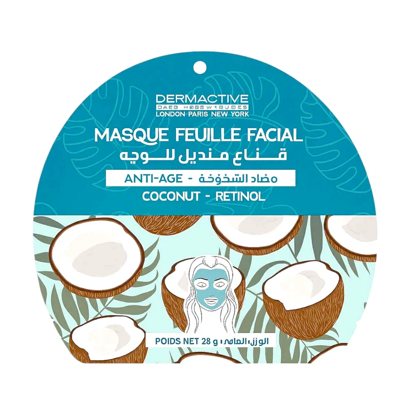 Dermactive Face Care Experts London Paris New York Masque Feuille Facial Anti-Age Cocinut-Rétinol