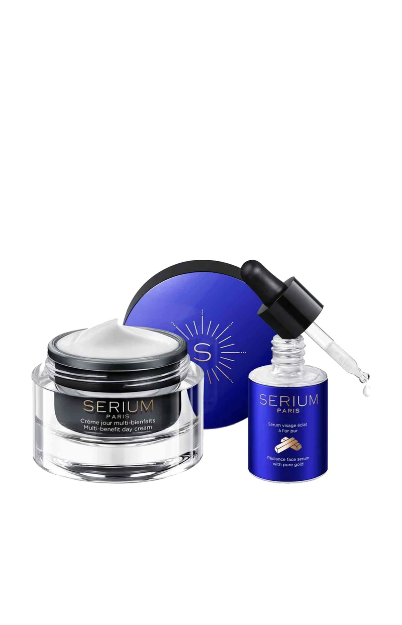 Crème de jour & sérum éclat - Acide hyaluronique, collagène & or pur - Visage