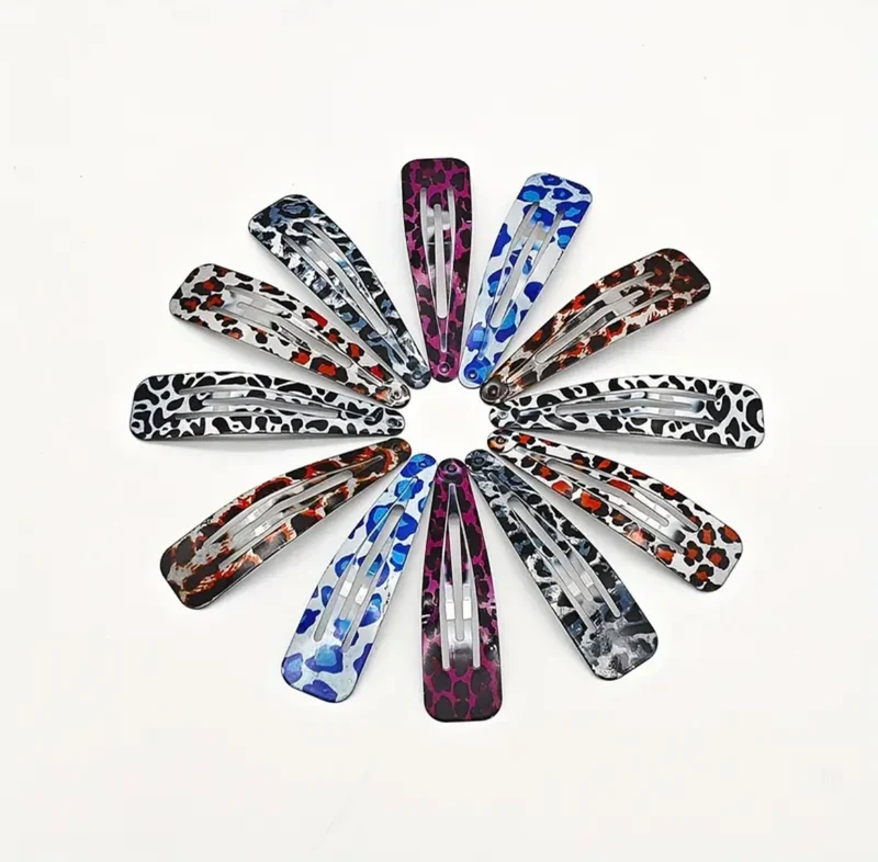 2Pcs Barrettes À Cheveux Boutons Imprimé Léopard
