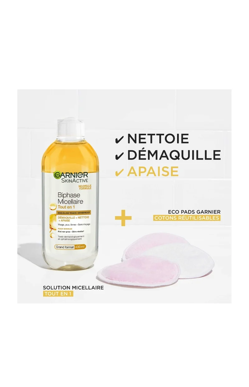 Eau micellaire biphasée - SkinActive - Peaux sensibles