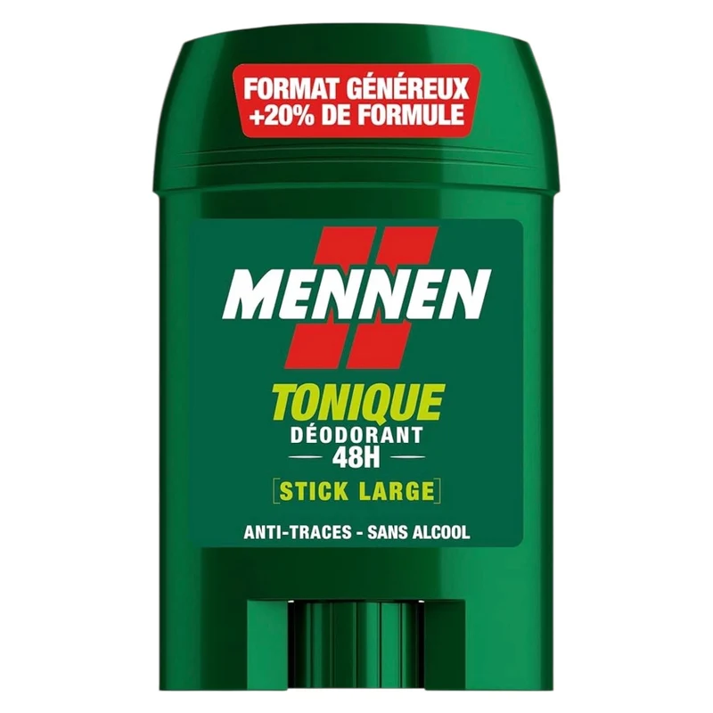 Mennen Tonique Déodorant Homme 24H Stick Large Sans Alcool Anti-Traces
