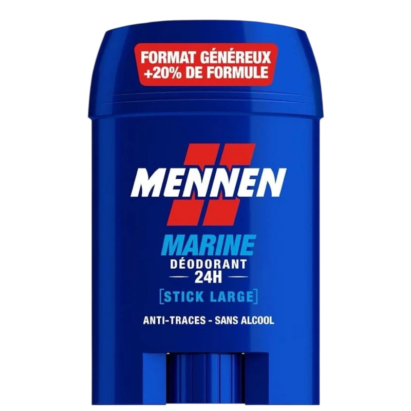Mennen Marine Déodorant Homme 24H Stick Large Sans Alcool Anti-Traces