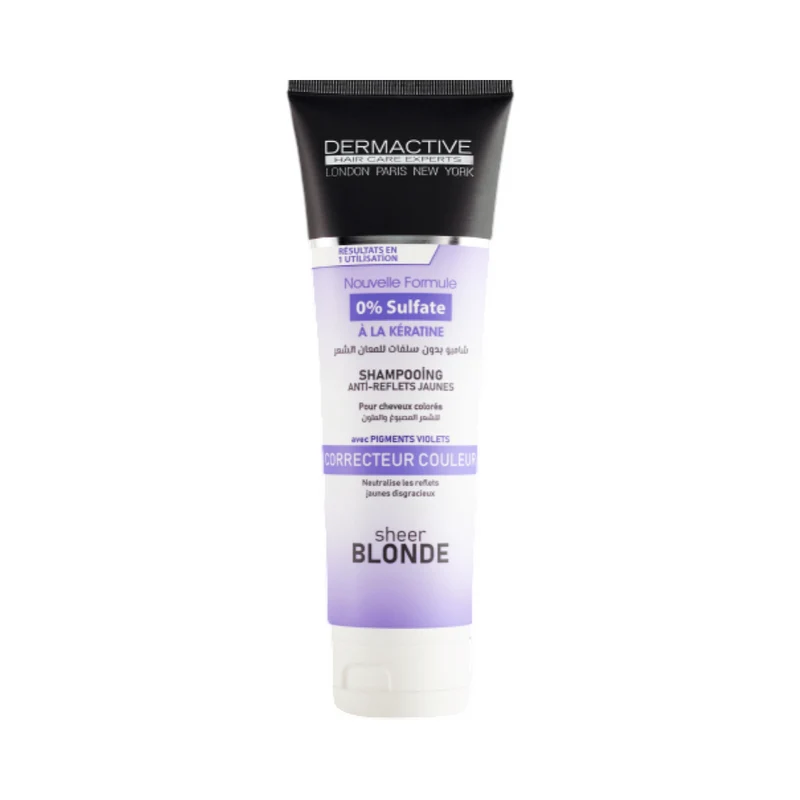 Dermactive Nouvelle Formule 0% Sulfate À La Kératine Shampoing Anti-Reflets Jaunes Pour Cheveux Colorés