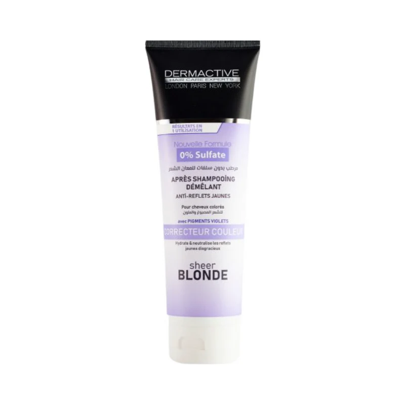 Dermactive Nouvelle Formule 0% Sulfate Après Shampooing Démélant Anti-Reflets Jaunes Pour Cheveux Colorés