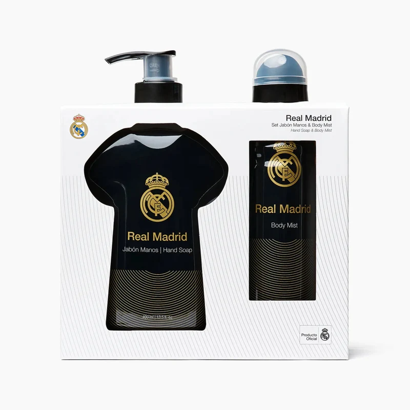 Real Madrid Set sapone liquido mani 400 ml + spray profumato uomo 180 ml — Set corpo