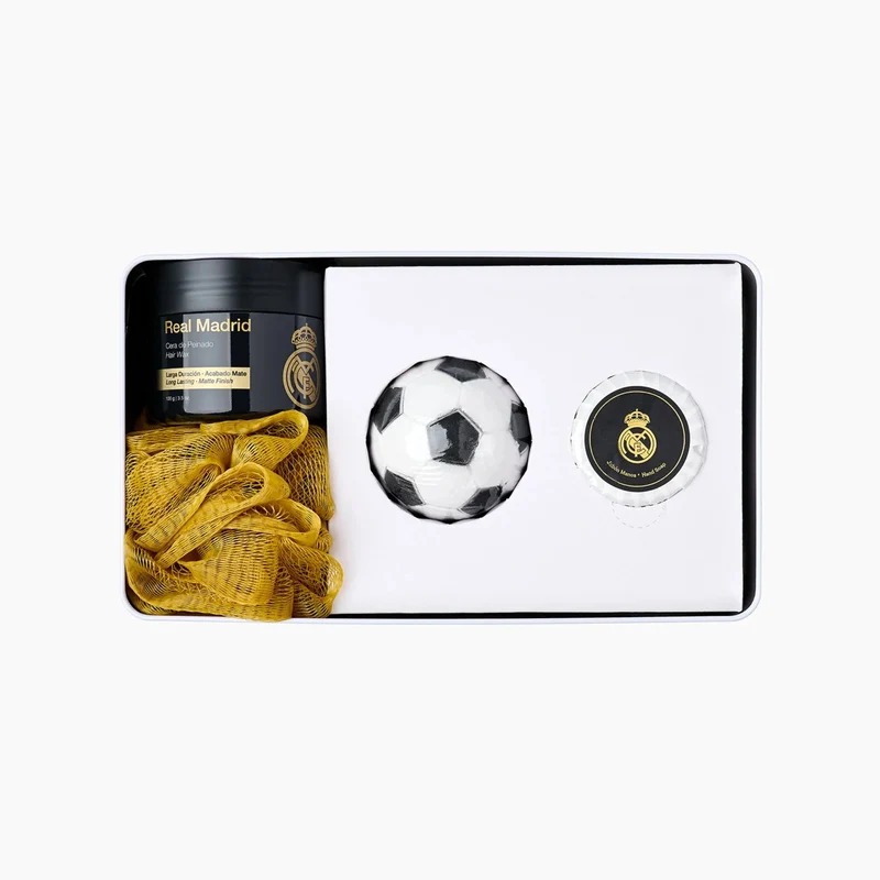 Real Madrid Set saponetta + spugna corpo + cera styling capelli 100 g — Set corpo e capelli