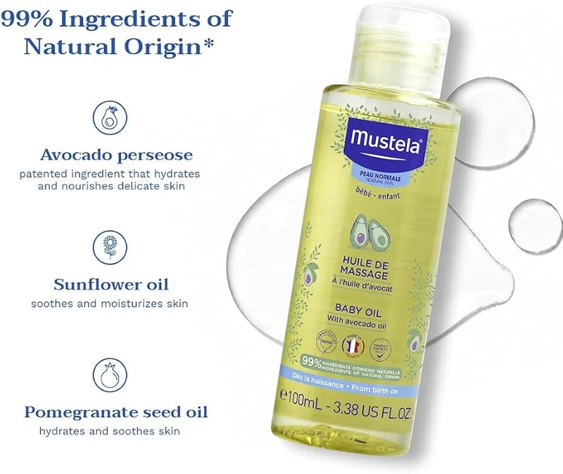 Mustela Bébé Baby Olio da massaggio idratante per neonati dalla nascita 100 ml — Olio da massaggio