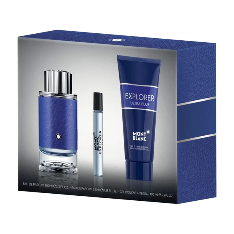 Mont Blanc Cofanetto Explorer Ultra Blue 100ml + miniatura 7,5ml + gel doccia — Eau de Parfum