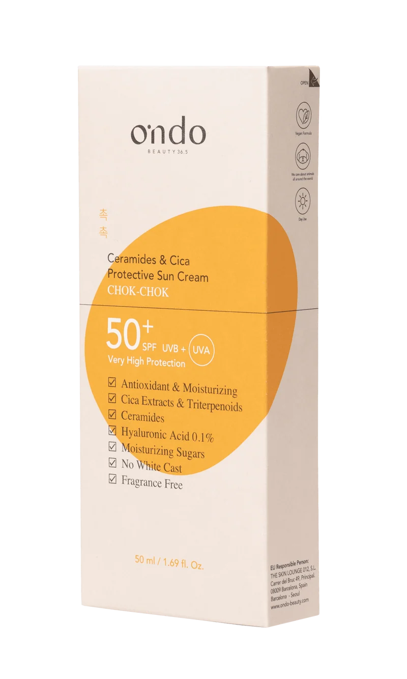 Ondo beauty 36.5 CHOK-CHOK Ceramidi e Cica Crema Solare Protettiva SPF 50+ 50 ml — Crema solare