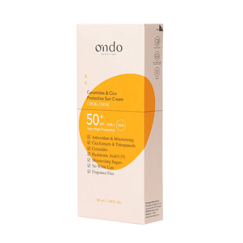 Ondo beauty 36.5 CHOK-CHOK Ceramidi e Cica Crema Solare Protettiva SPF 50+ 50 ml — Crema solare