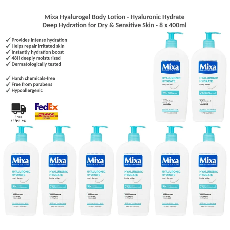 Mixa Lozione corpo idratante Hyalurogel pelli secche e sensibili 400 ml — Lozione corpo