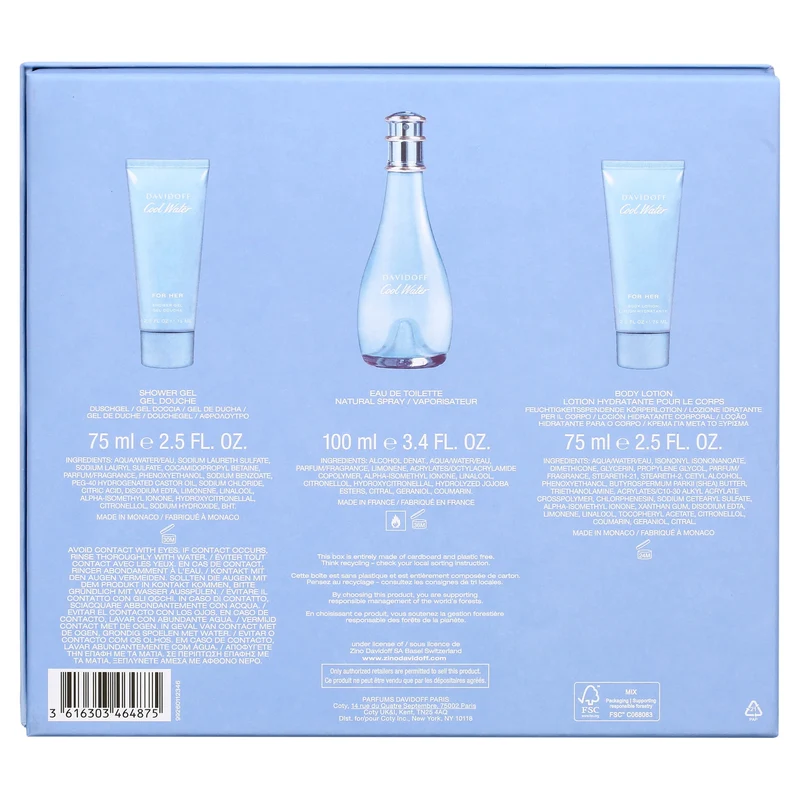 Davidoff Cool Water Woman Great 100 ml + 75 ml Lozione corpo — Set eau de toilette e lozione corpo