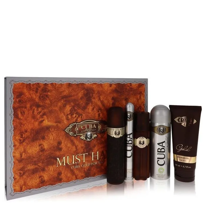 Cuba Must Have Gold Uomo EDT 100 ml + EDT 35 ml + Dopobarba 100 ml + Gel Doccia — Cofanetto Eau de Toilette