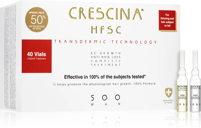 Crescina Transdermic 500 Trattamento crescita capelli uomo 40 x 3,5 ml — Trattamento capelli