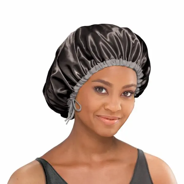 Stay On Satin Bonnet Nuit Rond avec attaches