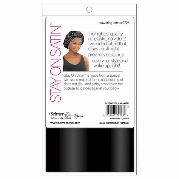 Stay On Satin Bonnet Nuit Rond avec attaches