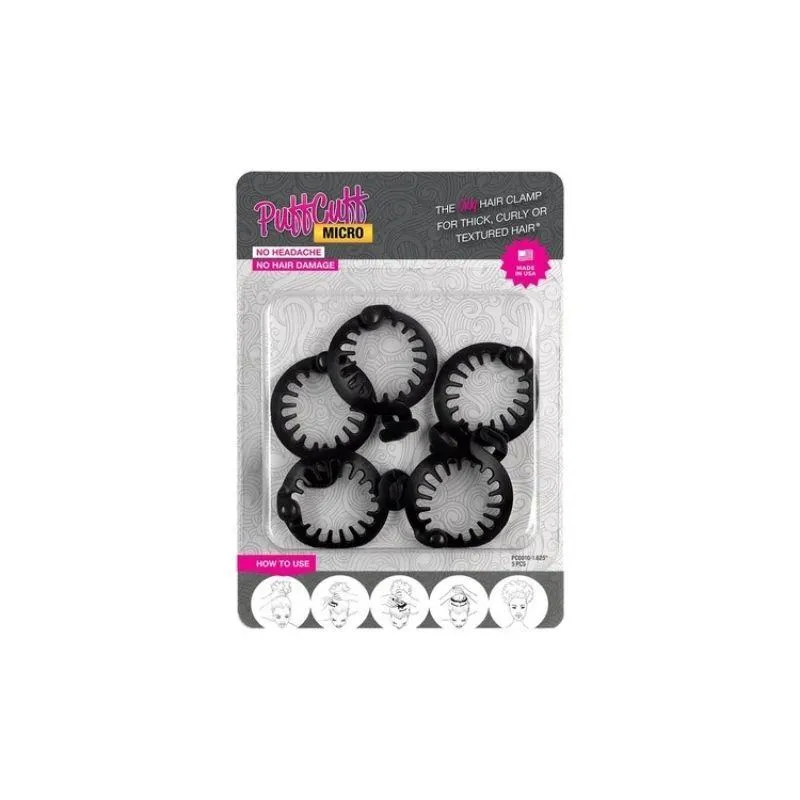 Puff Cuff Micro Black - Pack de 5 pinces cheveux noires