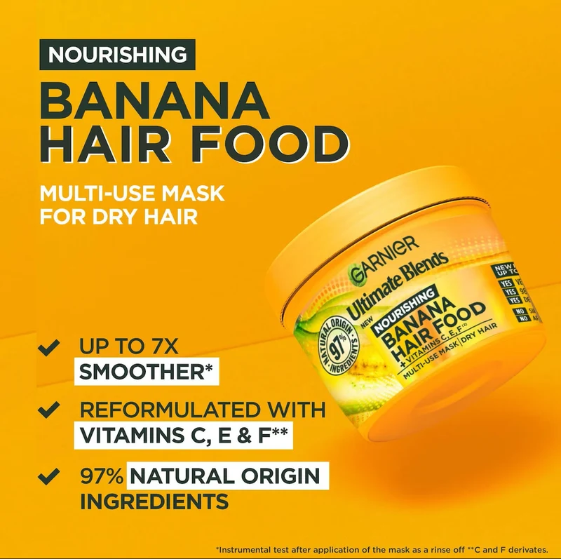 Garnier Fructis Hair Food Banane 3-En-1 Masque Nourrissant Pour Cheveux Secs