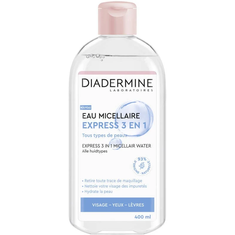 Diadermine - Eau Micellaire Nettoyante - Express 3 En 1 - Tous Types De Peaux