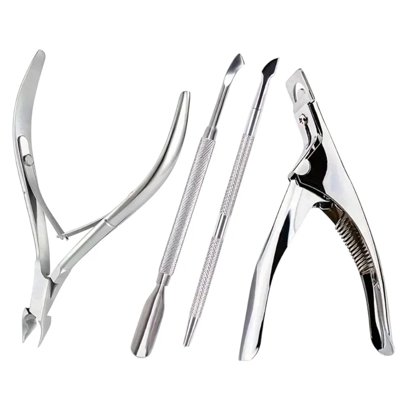 Ensemble De Manucure En Acier Inoxydable 4 Pièces Rainbow Titanium - Coupe-Ongles Repousse-Cuticules Coupe-Bordures