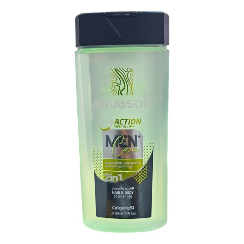 Aquasoft Actionfresh All Day Men Cane Shower Gel & Shampoing 2In1 Halr Bodr For Men