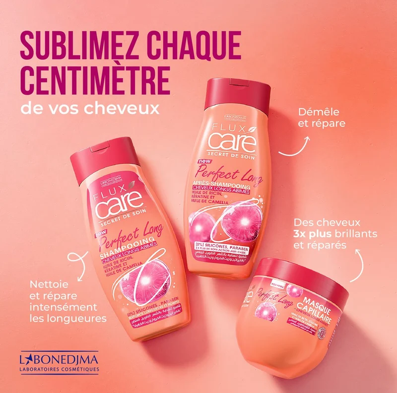 Flux Care Shampoing Huile De Ricin Kératine Et Huile De Camélia 0% Silicones Paraben