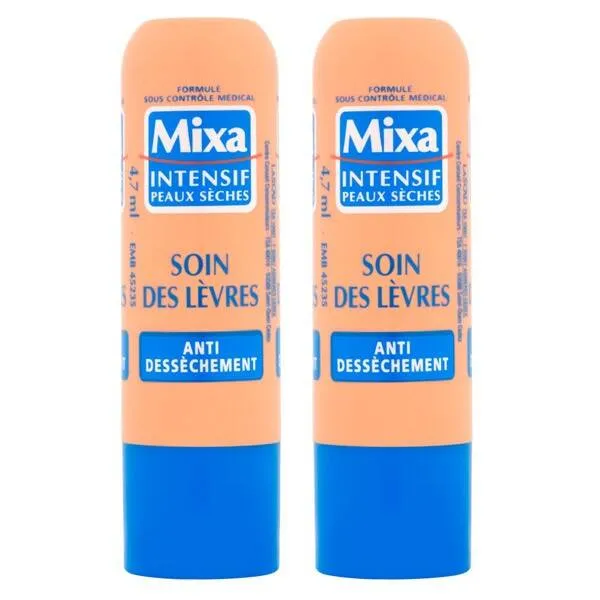 Mixa Intensif Stick Baume À Lèvres Soin Des Lèvres Anti-Dessèchement Peaux Sèches 2 Sticks