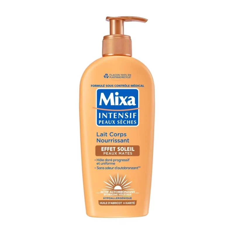 Mixa Intensif Lait Corps Nourrissant À L'Huile D'Abricot Et Karité Effet Soleil Peaux Mates