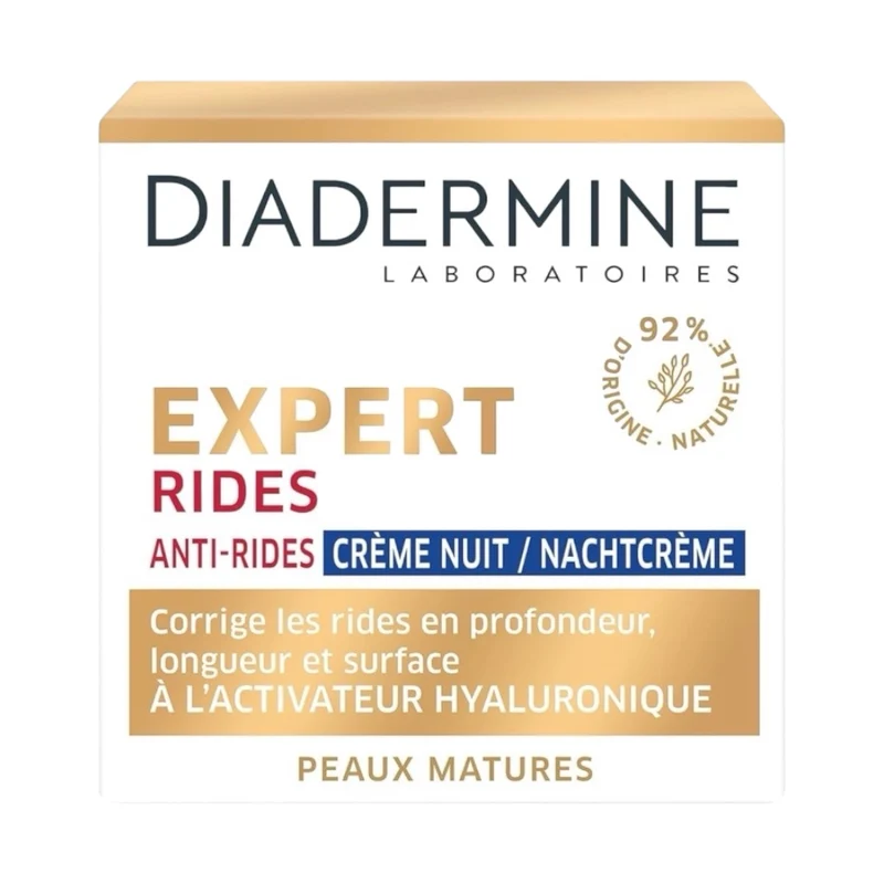 Diadermine Crème Visage Nuit Anti-Rides Double Action A L'Activateur Hyaluronique
