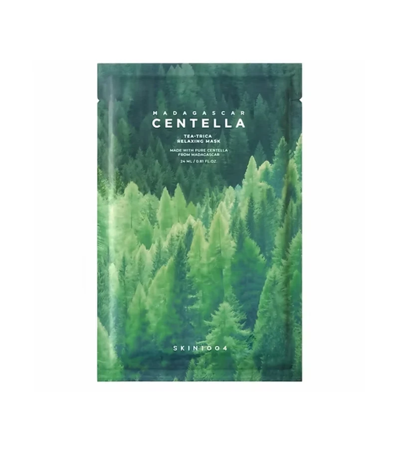 Skin1004 Madagascar Centella Tea-Trica Relaxing Maschera Tessuto Lenitiva 24ml — Maschera viso in tessuto