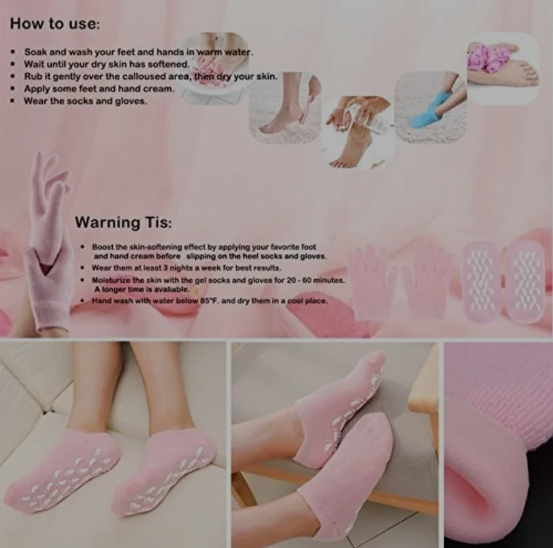 Chaussettes De Gel De Spa En Silicone Soin Des Pieds Hydratant
