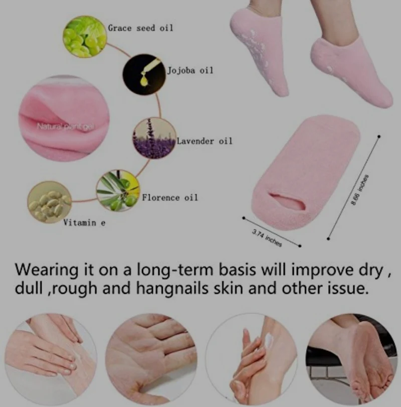 Chaussettes De Gel De Spa En Silicone Soin Des Pieds Hydratant
