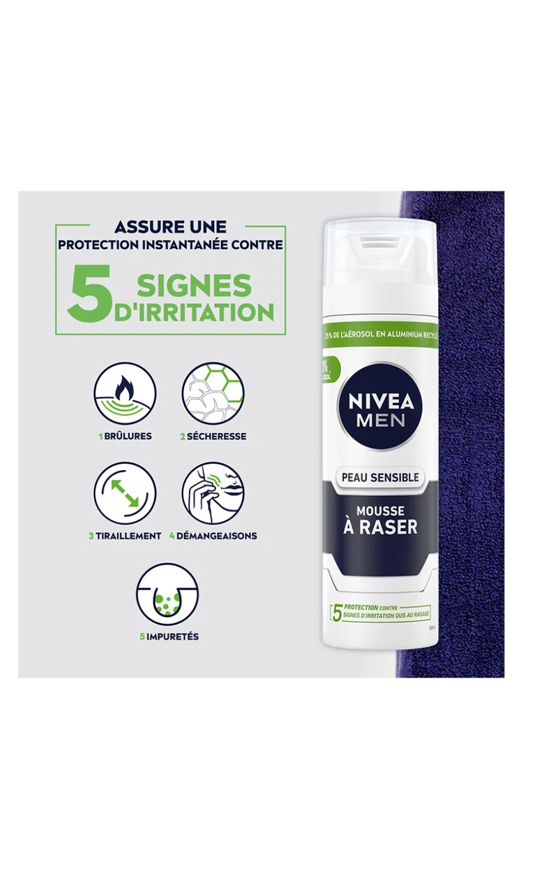 2 mousses à raser - Peaux sensibles - Homme - 200 ml