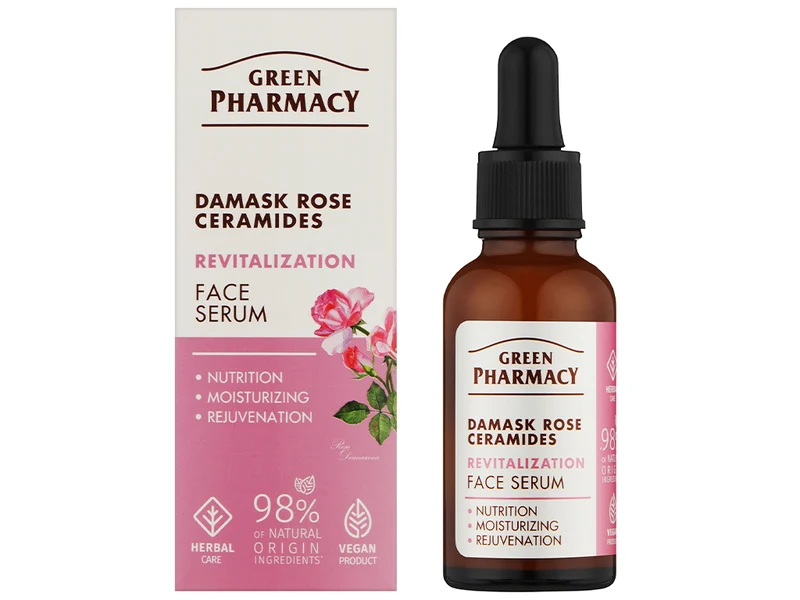 Green Pharmacy Damask Rose & Ceramides Siero rivitalizzante viso 30 ml — Siero