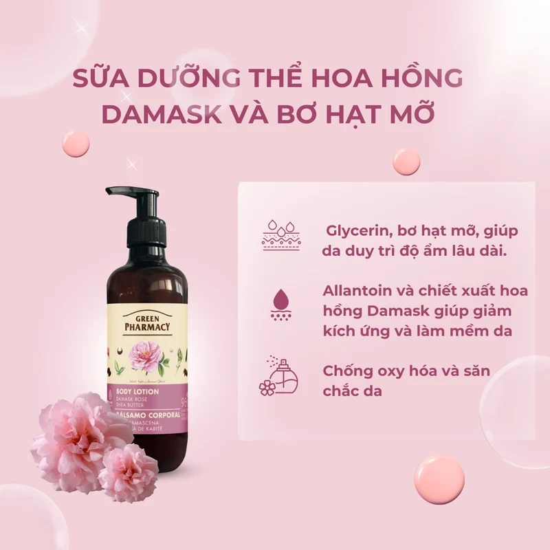Green Pharmacy Damask Rose & Shea Butter Lozione Corpo Latte nutriente corpo 400 ml — Latte Corpo
