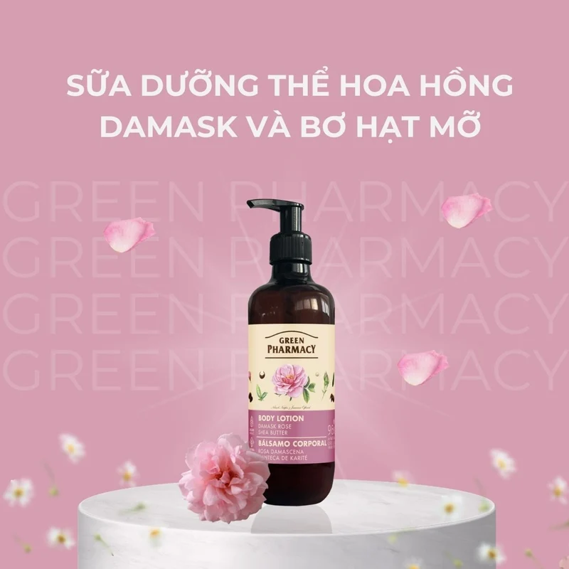 Green Pharmacy Damask Rose & Shea Butter Lozione Corpo Latte nutriente corpo 400 ml — Latte Corpo