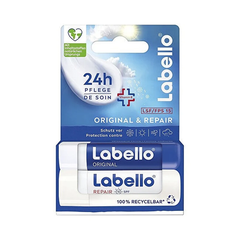 Labello Original & Repair Balsamo Labbra Idratante Rigenerante 2× 4,8 g — Balsamo Labbra