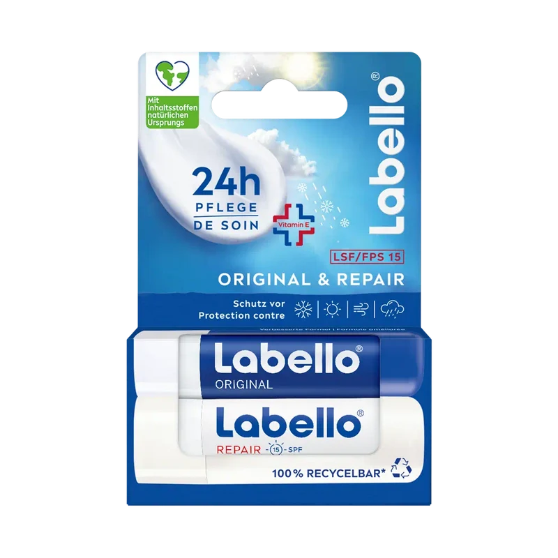 Labello Original & Repair Balsamo Labbra Idratante Rigenerante 2× 4,8 g — Balsamo Labbra
