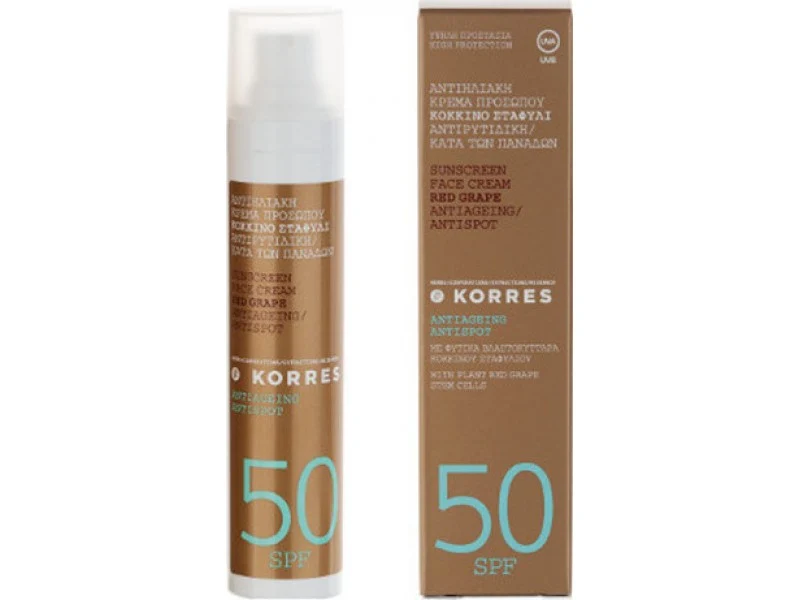 Korres Red Grape crema abbronzante protettiva viso SPF 50 50 ml — Solare