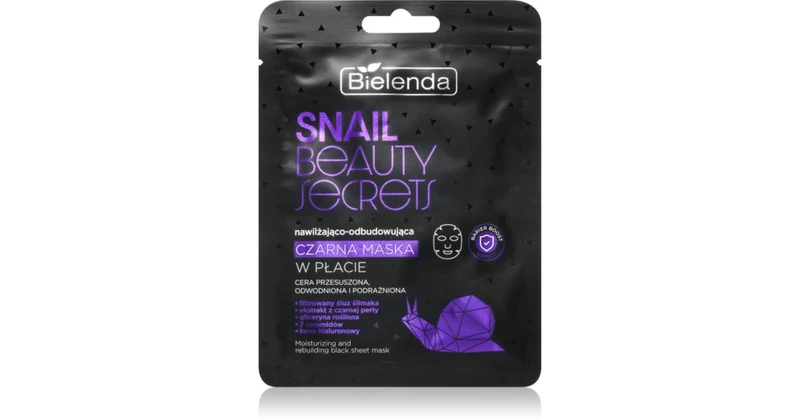 Bielenda Snail Beauty Secrets Maschera viso idratante in tessuto per pelli secche e irritate — Maschera viso in tessuto