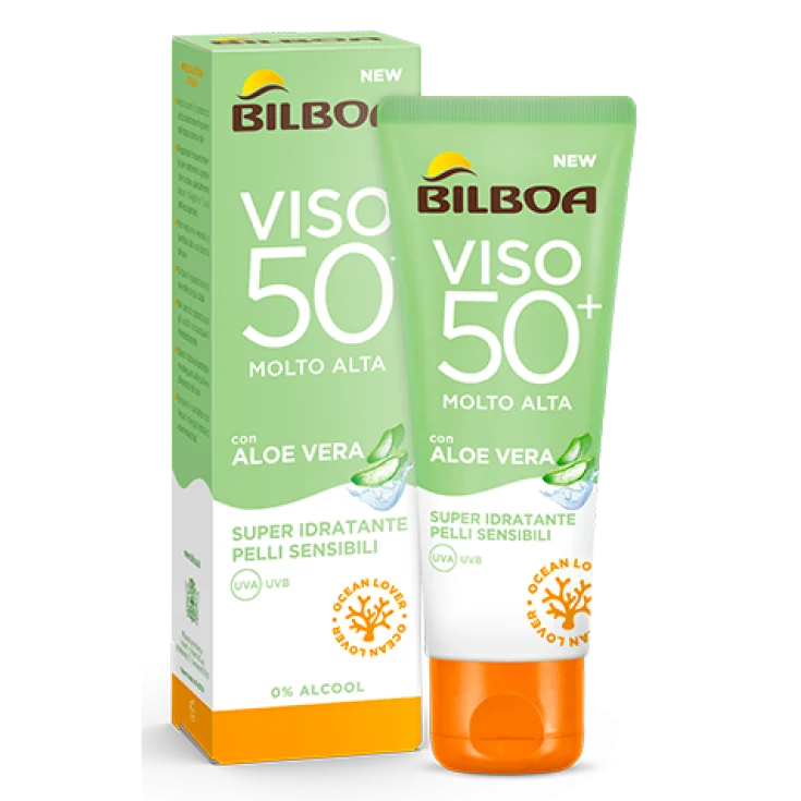 Bilboa Sapore di Aloe Viso Crema abbronzante con aloe vera SPF 50+ 40 ml — Crema solare