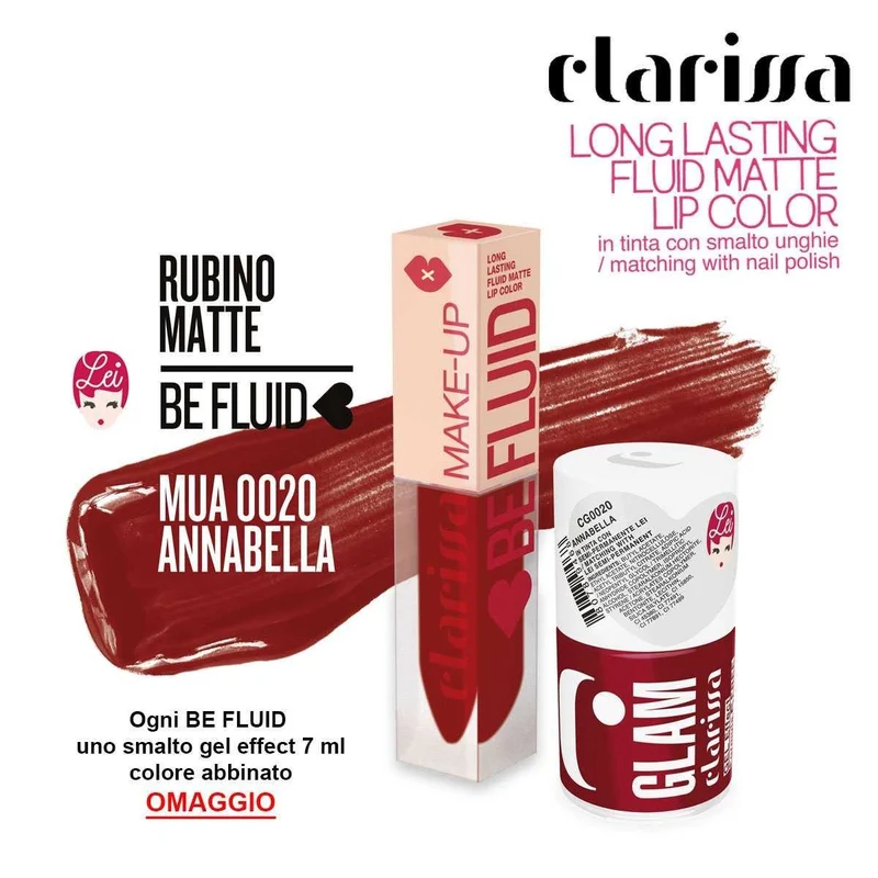 Clarissa Be fluid lip color Annabella Rubino Matte 4 ml — Rossetto liquido