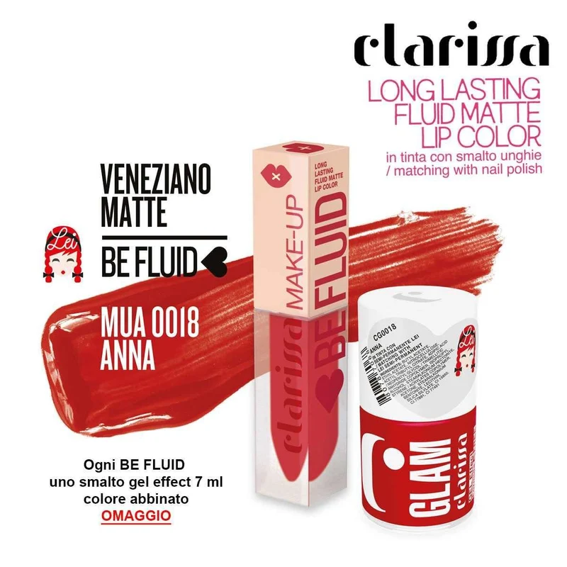 Clarissa Be fluid lip color Anna Veneziano Matte 4 ml — Rossetto liquido