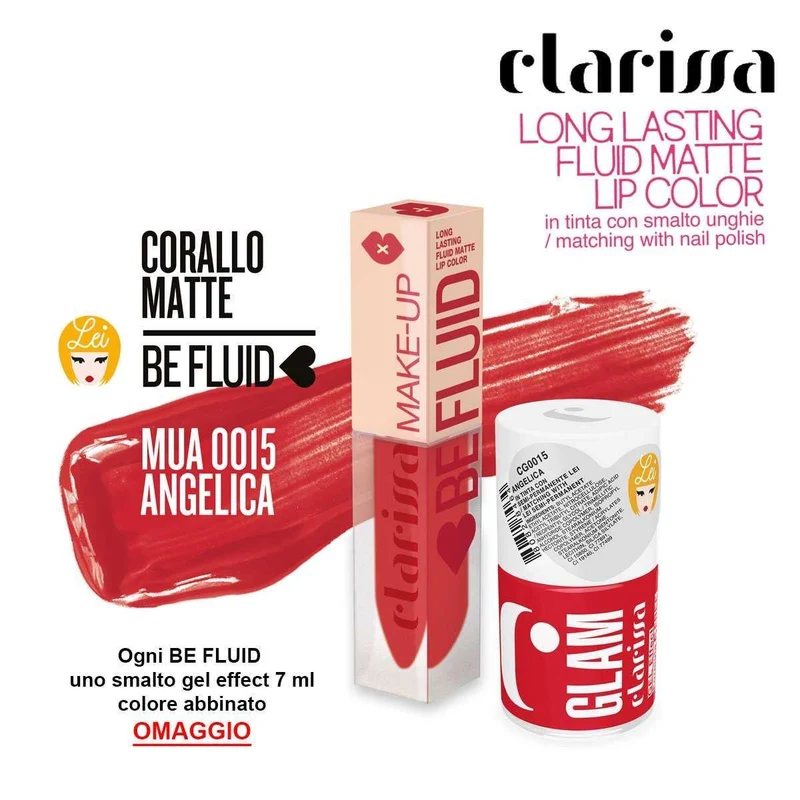 Clarissa Be Fluid Lip Color Angelica Corallo Matte 4 ml — Rossetto liquido